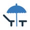 resort, umbrellas, beach bed, beach resort icon