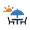 resort, umbrellas, beach bed, beach resort icon