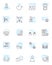 Resource allocation linear icons set. distribution, allocation, utilization, apportionment, assignment, prioritization