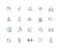 Resource management line icons collection. Allocation, Planning, Optimization, Utilization, Tracking, Delegation