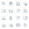 Resource pooling linear icons set. Collaboration, Aggregation, Optimization, Consolidation, Warehouse, Integration