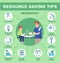 Resource saving tips vector infographic template