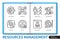 Resources management infographics linear icons collection
