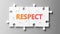 Respect complex like a puzzle - pictured as word Respect on a puzzle pieces to show that Respect can be difficult and needs