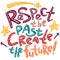 Respect the past, create the future. Motivational lettering quote