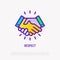 Respect thin line icon: handshake. Modern vector illustration of business partners