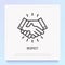 Respect thin line icon: handshake. Modern vector illustration of business partners