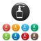 Respiration spray bottle icons set color