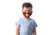 Respirator with flag of Switzerland. White boy puts on medical face mask isolated on white background