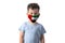 Respirator with flag of United Arab Emirates. White boy puts on medical face mask isolated on white background