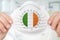 Respirator mask with flag of Ireland - Coronavirus COVID-19 conc