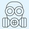 Respirator medical mask thin line icon. Safety breathing respiratory mask outline style pictogram on white background