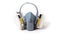 A respirator.on the sides there are protective carbon filters. protective mask. on a white background