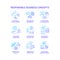 Responsible business blue gradient concept icons set