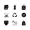 Responsible consumption black glyph icons set on white space