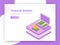 Responsive web template design, isometric coins with briefcase f