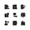 Responsive website design black glyph icons set on white space