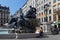 Rest around renewed Bartholdi Fountain on Place des Terreaux