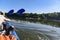 Rest with boats on the river Dniester, ukraine, May