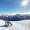 Rest girl on mountains ski resort - Alps Austria