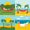 Rest hammock banner set, flat style