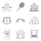 Rest in kindergarten icons set, outline style