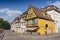 Restaurant Aux Trios Poissons colorful traditional french house in Petite Venise, Colmar, France.