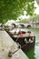 Restaurant barge Seine river Paris France