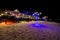 Restaurant on the beach at night