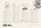 Restaurant breakfast menu template. Cafe identity. Minimalist style. Engraved illustrations.
