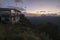 Restaurant buiding near Nohkalikai Waterfall at sunset near Cherrapunjee,Meghalaya,India