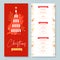 Restaurant Christmas holiday menu design with pyramid of champagne glasses and floral desoration.