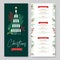 Restaurant Christmas holiday menu design with pyramid of champagne glasses and floral desoration.