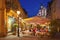 Restaurant on the church place with Martins church in Ettlingen