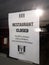 `Restaurant closed` note on window of KFC restaurant on beachfront in Port Elizabeth, South Africa