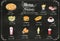 Restaurant Fast Foods menu on chalkboard vector format eps10