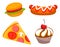 Restaurant Fastfood, Burger and Cake, Meal Vector