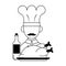 Restaurant food and cuisine cartoons in black and white