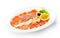 Restaurant food isolated - smoked fish assorted with lemon