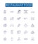 Restaurant food line icons signs set. Design collection of Cuisine, Meal, Dining, Delicacy, Gastronomy, Pizza, Sushi