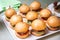 Restaurant food mini burger table with snack delicious dining. Catering service