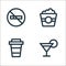 restaurant line icons. linear set. quality vector line set such as cocktail, coffee cup, popcorn