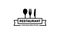 Restaurant logo in black. Spoon, fork and knife. Vector on isolated white background. EPS 10