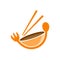 Restaurant logo. Food stalls. Cooking Ware. bowl, fork, spoon, chopsticks illustration