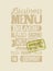 Restaurant menu typographic grunge design. Vintage business lunch poster. Approved by vegans. Retro vector illustration.