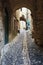 Restaurant in a narrow street of the village Saint Montan in the