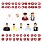 Restaurant People And Map Icons Set. Vector