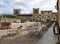 Restaurant in Piazza Roma in Monteriggioni medieval walled town near Siena in Tuscany, Italy