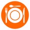 Restaurant plate orange icon