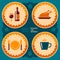 Restaurant poster design with food and drink icons